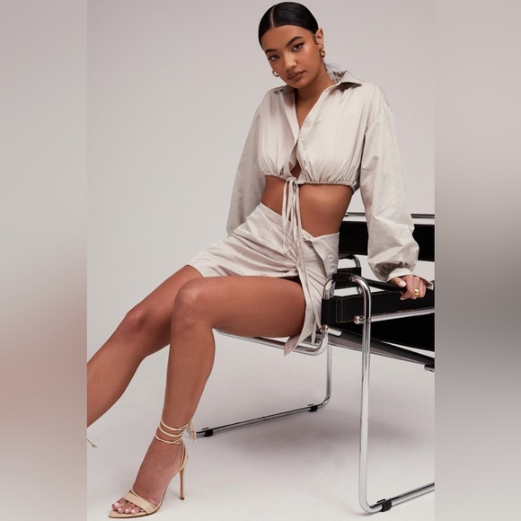 Mistress Rocks Two Piece Skirt & Cropped Tie Waist Shirt Set - House of CB XS - Picture 10 of 11